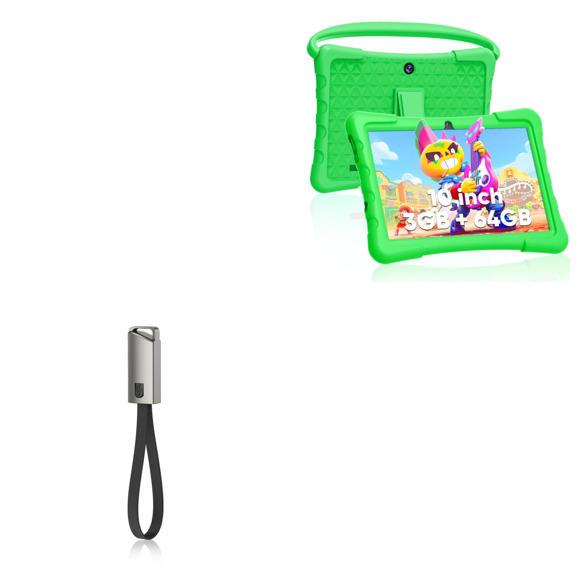 BoxWaveCable Compatible with RliyOliy P30 Kids Tablet (10 in) - USB Type-C Keychain Charger, Key Ring USB Type-C to Type-A 8 in USB Cable - Jet Black