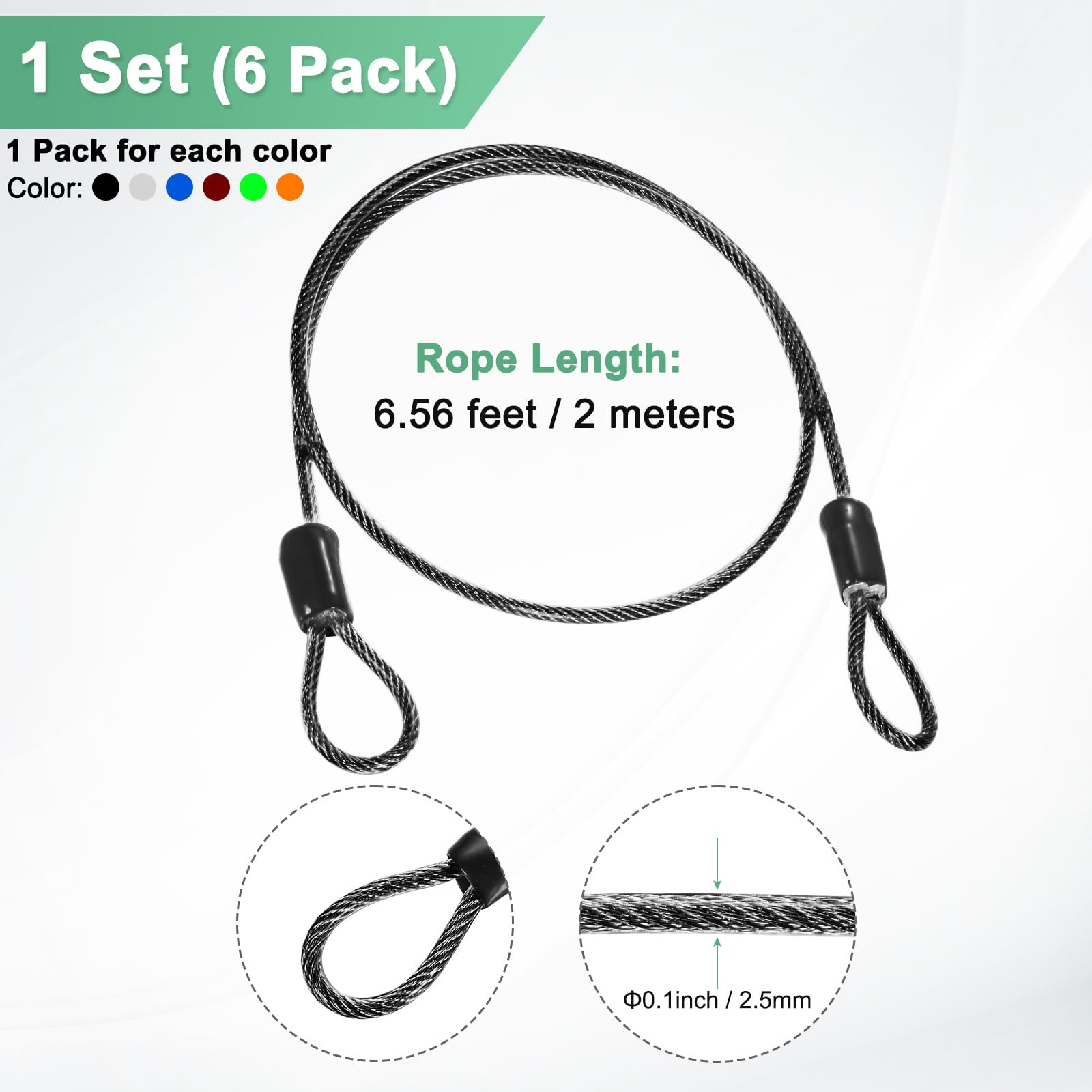 M METERXITY 6-Pack Security Cable Lock - Image 3
