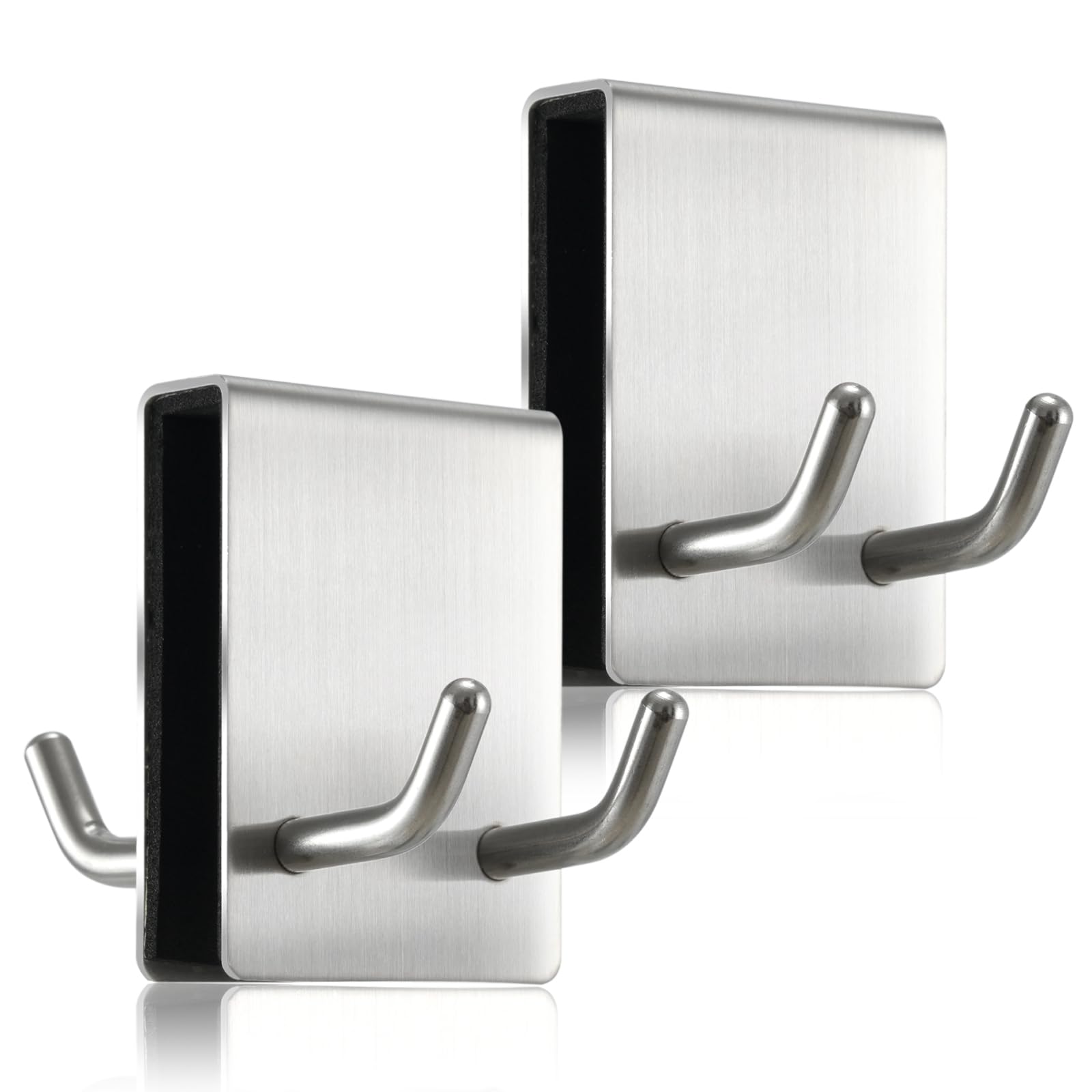 Happyiren Silver Double-Sided Over Shower Towel Hooks, Stainless Steel Nonslip Towel Hook Hanger Holder For Frameless Glass Doors For Hanging Robe Loofah
