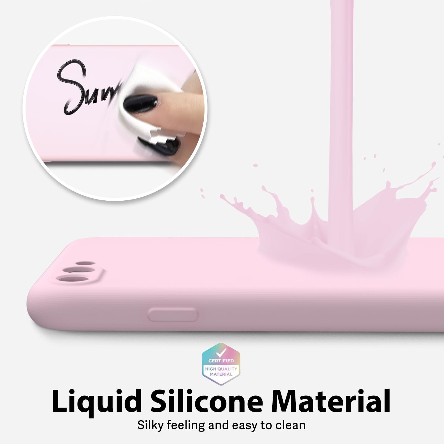 oakxco for iPhone 16 Pro Max Case Liquid Silicone, Soft Rubber Gel Elegant Aesthetic Basic Simple Cover, Cute Thin Slim TPU Matte Solid Color Plain Smooth Case for Women Girl, Light Pink — view 577