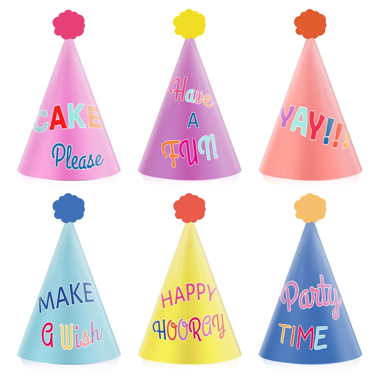 24PCS Colorful Party Hats for Happy Birthday Party Supplies Rainbow Themed Party Cone Hats Colorful Paper Hats Party Decorations for Kids and Adults Birthday Baby Shower Bridal Shower Party Favor