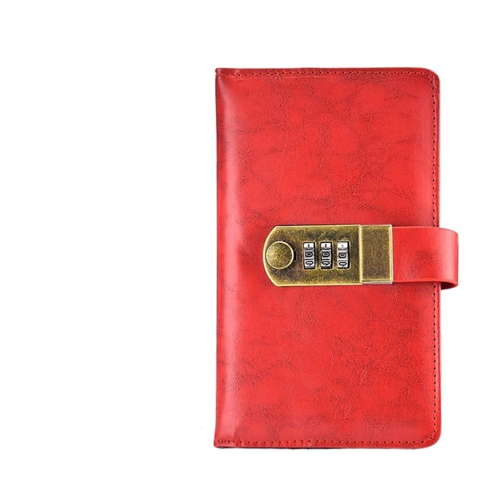 Carnet Mot De Passe Carnet de Voyage en Cuir PU avec Chiffres, Verrouillage par Mot de Passe A6, Agenda, Journal, Bloc-Notes, Papeterie d'affaires, Noir, Rouge, Marron, Bleu(Red A6)