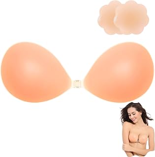 Silicone Adhesive Sticky Bra Invisible Strapless Stick on Push Up Bra & Sticky Nipple Cover Pasties for Women