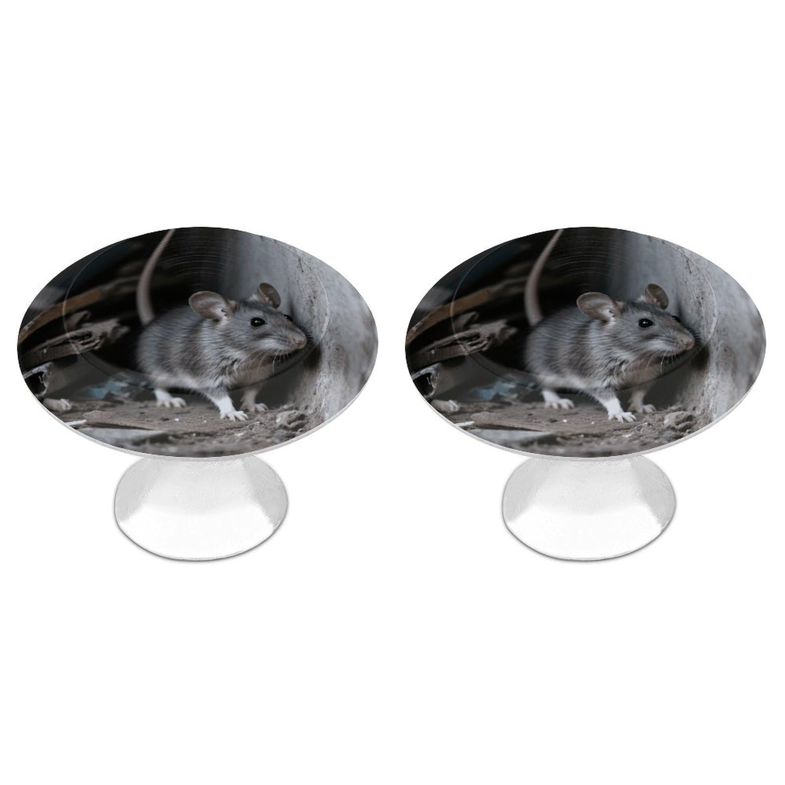 Maccbn Style-9 2 Pack 1.1" Round Mouse Hiding In The Corner Drawer Knobs Modern Kitchen Cabinet Knob Hardware Handles Decorative Furniture Knobs For Dresser, Cupboards, Wardrobes, Bifold Door, Closet Doo