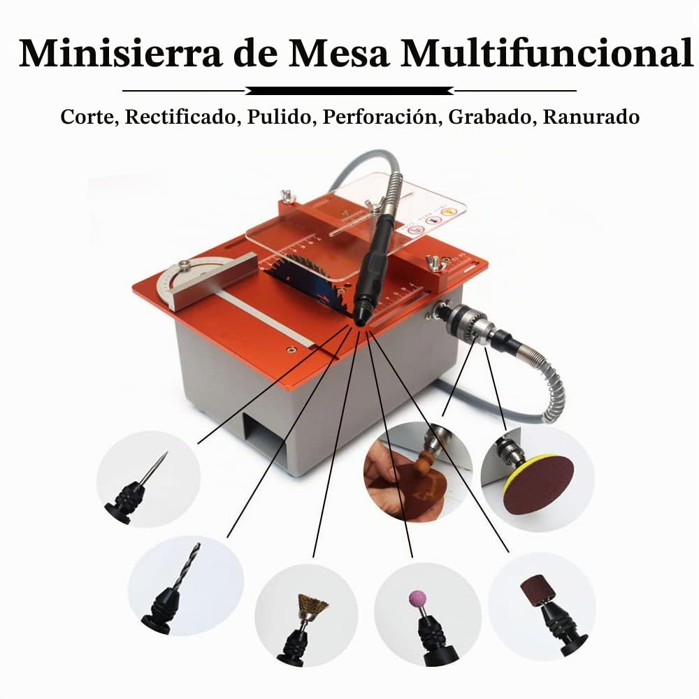 Mini sierra de mesa de 360 W para manualidades, carpintería, sierra de banco eléctrica compacta de escritorio con hoja elevable, motor dual para pulir y cortar hecha a mano