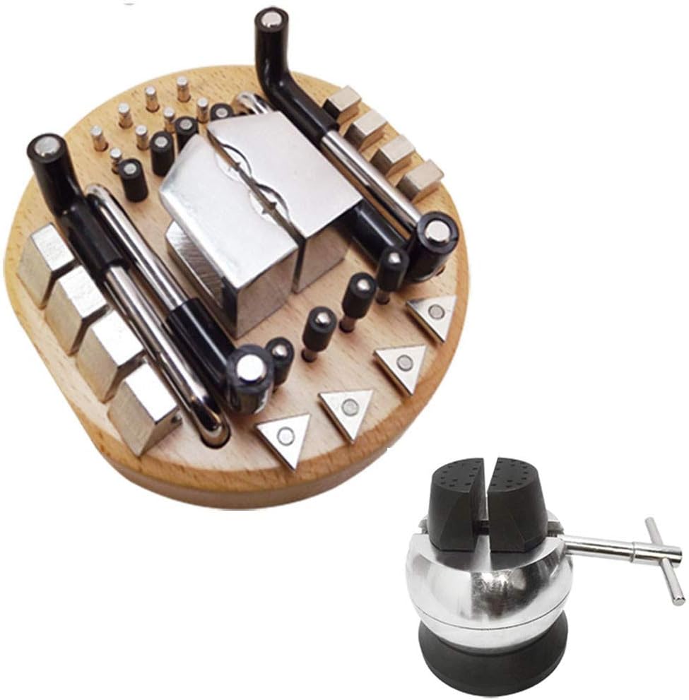 5" Engraving Block with 34 Attachments and Rubber Base Ball Vise Setting Jewelry
