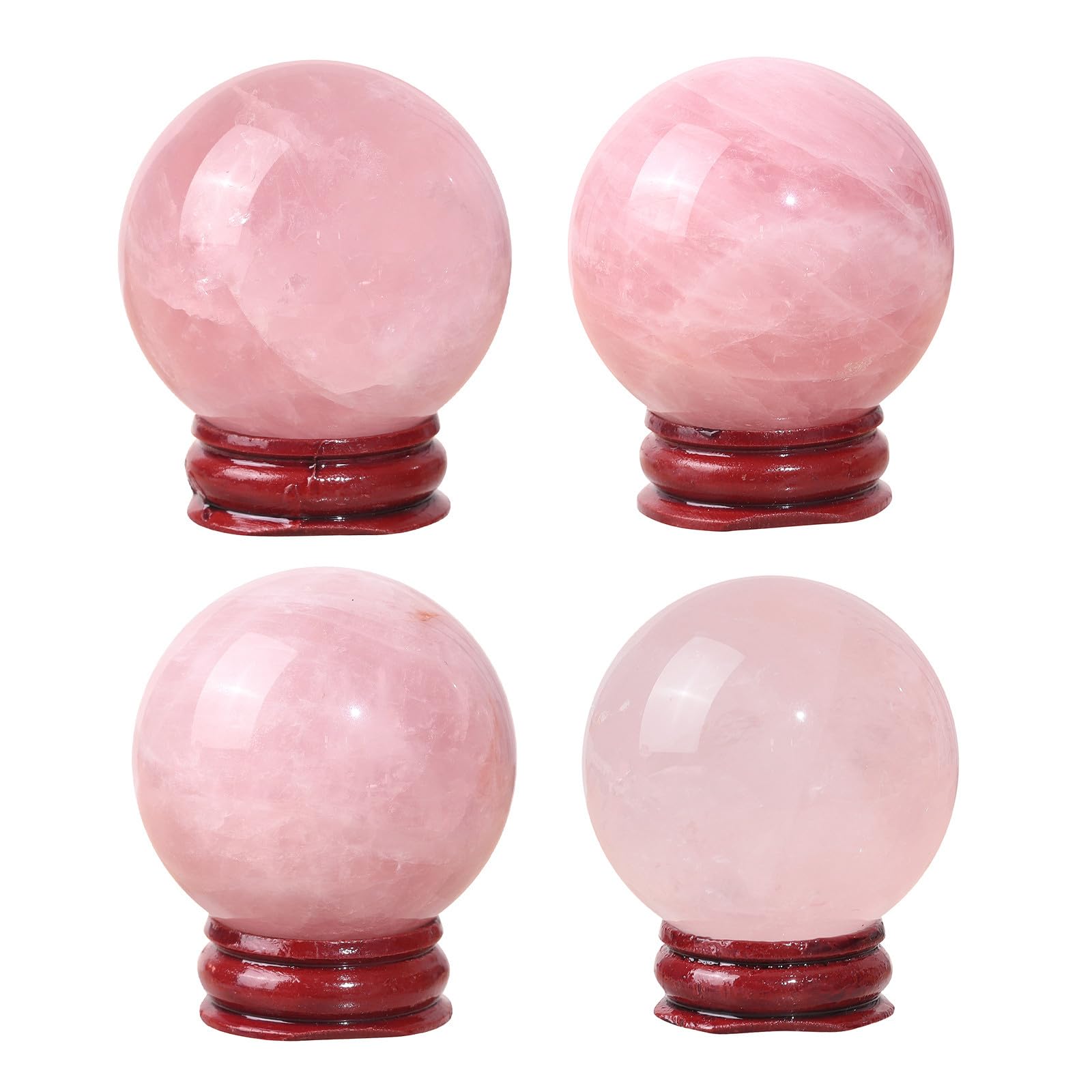 Nupuyai Natural Rose Quartz Crystal Ball with Wooden Stand - Image 3