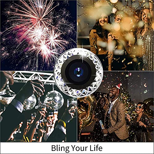 Image of Camera Lens Protector For iPhone 13 & For iPhone 13 Mini, High Clear Tempered Glass Screen Cover Aluminum Alloy Ring Case (Black Diamond)
