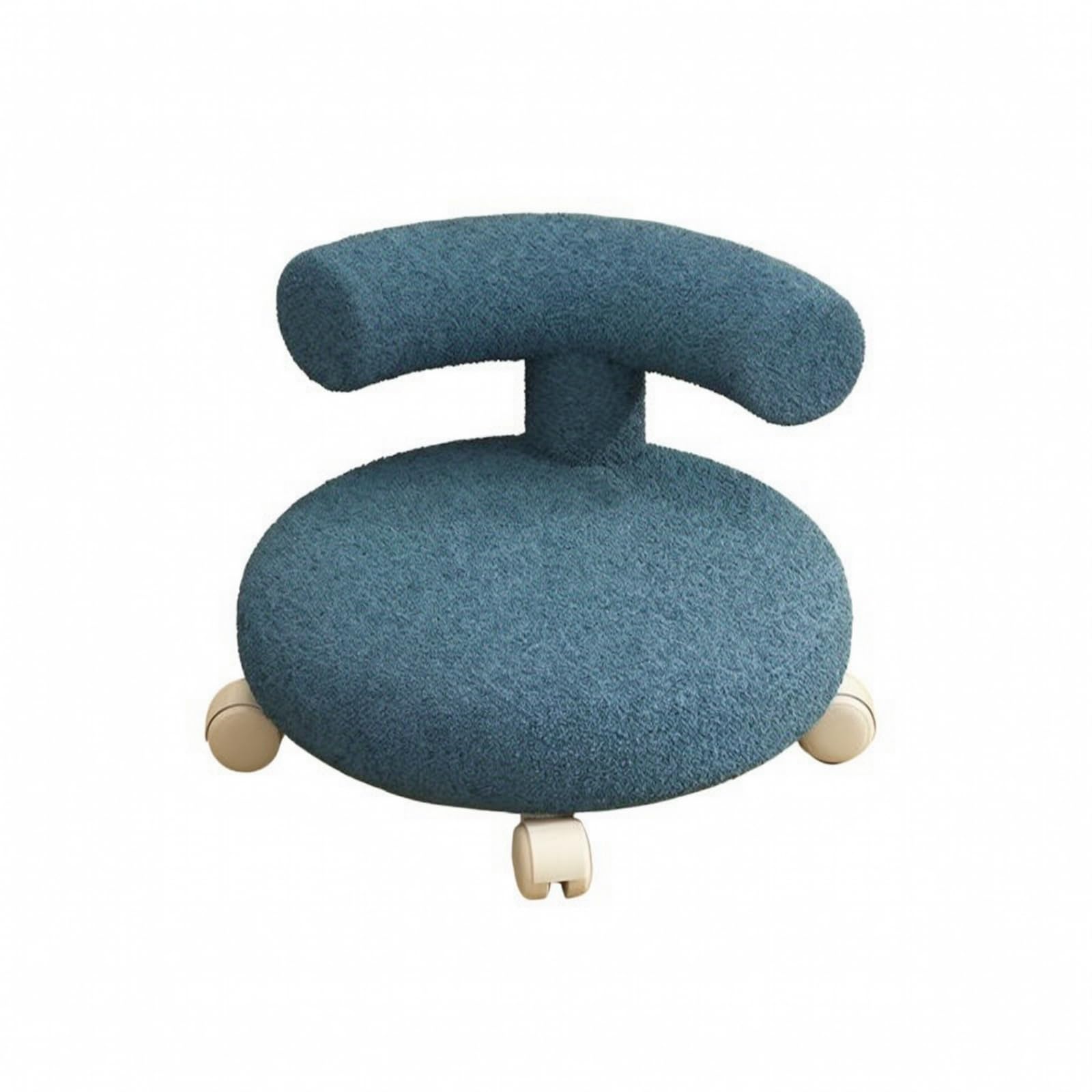kowaku Taburete Infantil con Respaldo Redondo Taburete bajo con Ruedas Giratorio Silla Giratoria Ruedas para Niños, Adolescentes, Hogar, Juego,