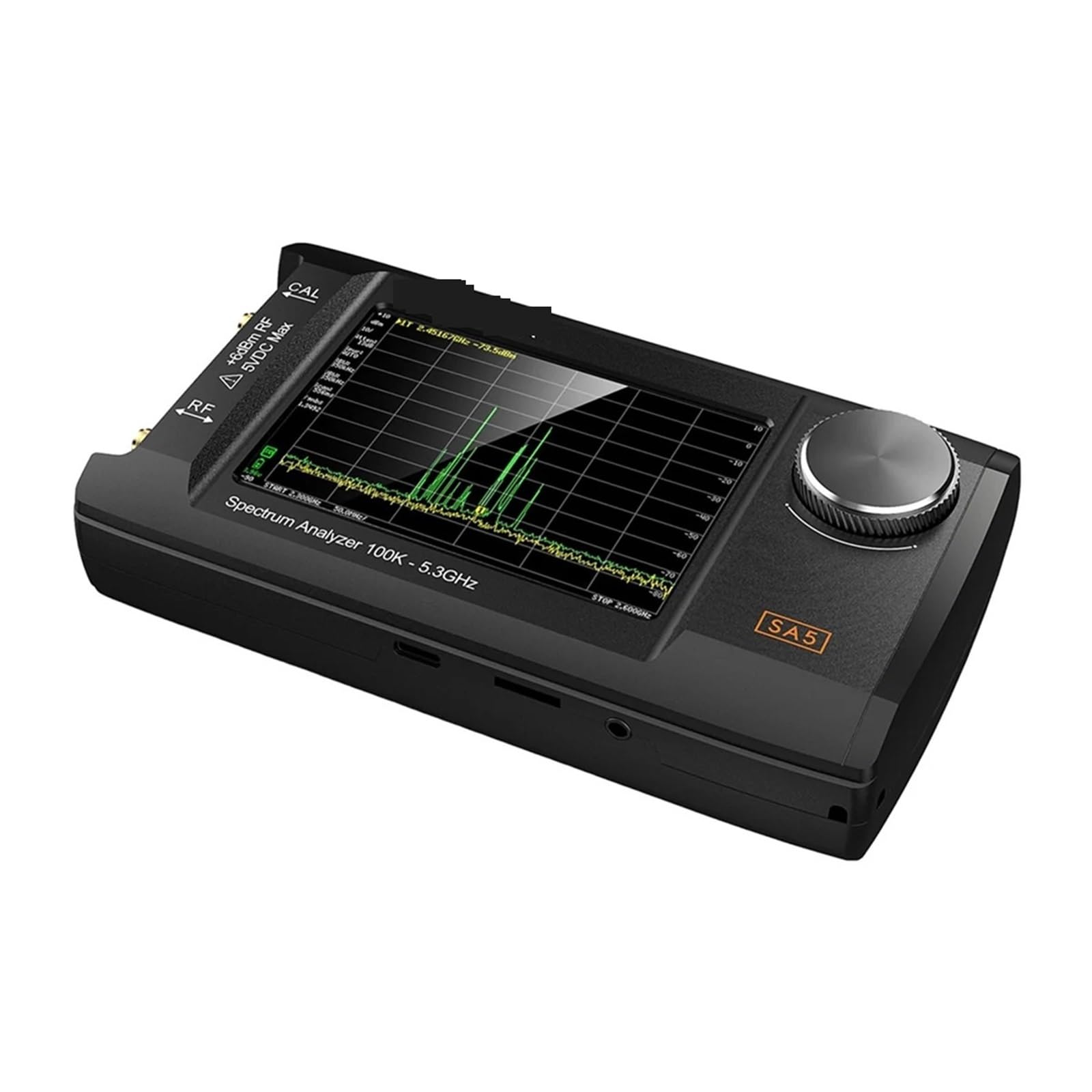 Analizador de Espectro Analizador de espectro portátil multifunción SA5 con pantalla IPS LCD 4 pulgadas, generador señales 100k-5,3 GHz batería