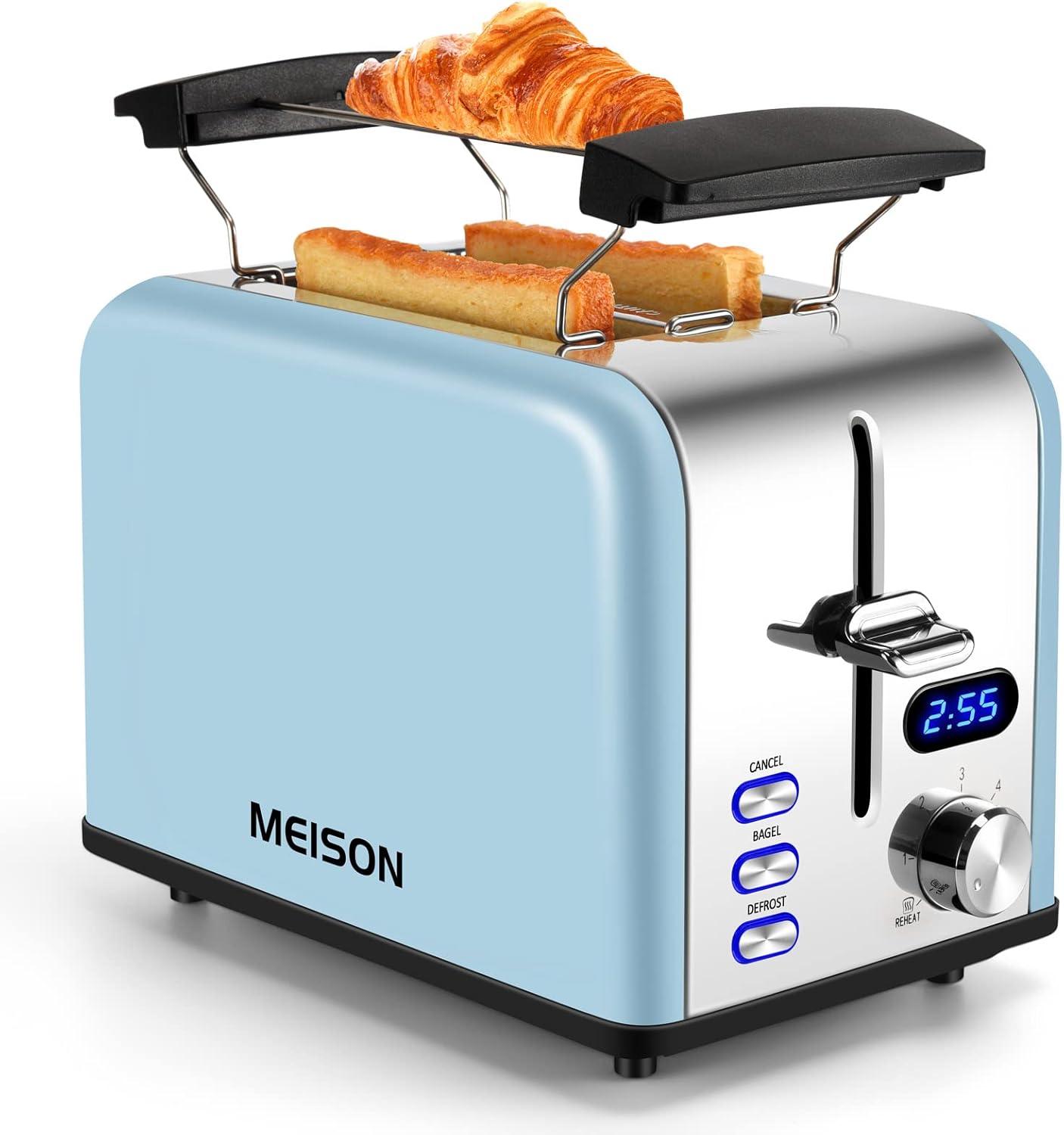 2 Slice Toaster with LED Timer Display, Stainless Steel
