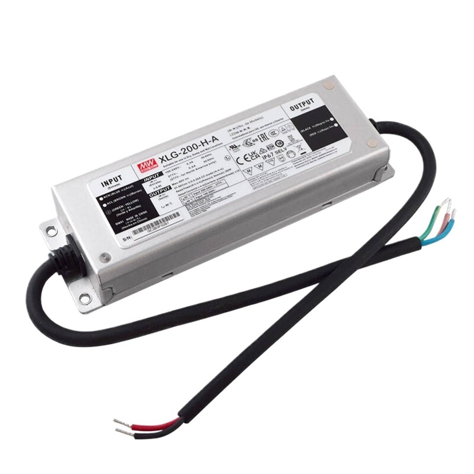 FCARUMIQP XLG-200-H-A Constant Power Mode LED Lighting Driver Buit-in Active PFC Function AC-DC Water Proof IP67