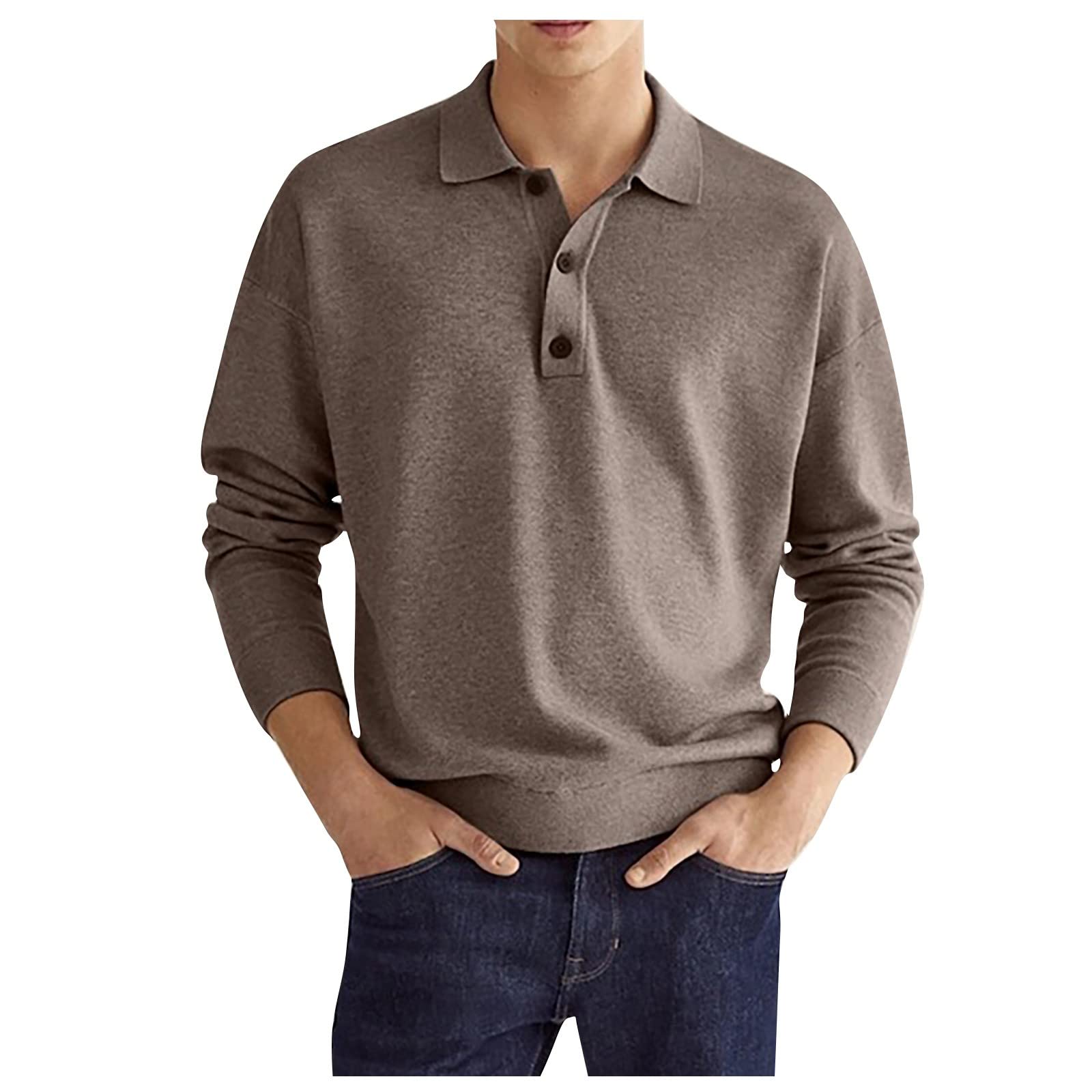 UmiquansomePolo Shirts for Men Adult Polo Shirts for Men Thermal Fabric Button Down Fashion Golf Rugby Pullovers Henley Neck Solid Color Casual T-Shirts Polo Shirts for Men Adult