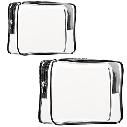 Juego de 2 bolsas de aseo de viaje de PVC transparente para mujeres y hombres, organizador de embalaje de vinilo impermeable, bolsas de