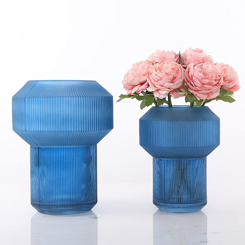 Vasi/Vaso Kreative Glas Idroponische Vaso Dekoration Modernes Zuchause Wohnzimmer Esstisch Dekoration Desktop Center Blumenarrangement Blau Vaso Decorativo (Size : A)