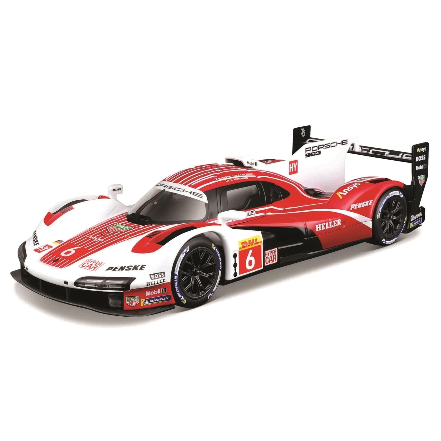 Bburago 1:24 PENSKE PORSCHE 963#6 Super Car - 1:24 Scale - Incredibly Detailed Die-Cast Replica Collectible Race Car Model, Multiple Colours, Red