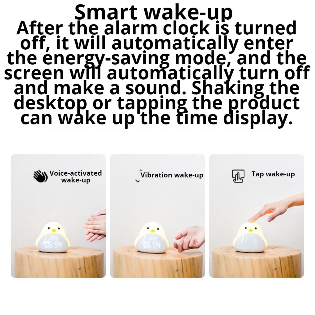 Reloj despertador para niños, reloj despertador para dormitorio de niños, reloj de mesita de noche, pantalla digital LED, despertador, regalo de cumpleaños para niños y niñas (blanco)