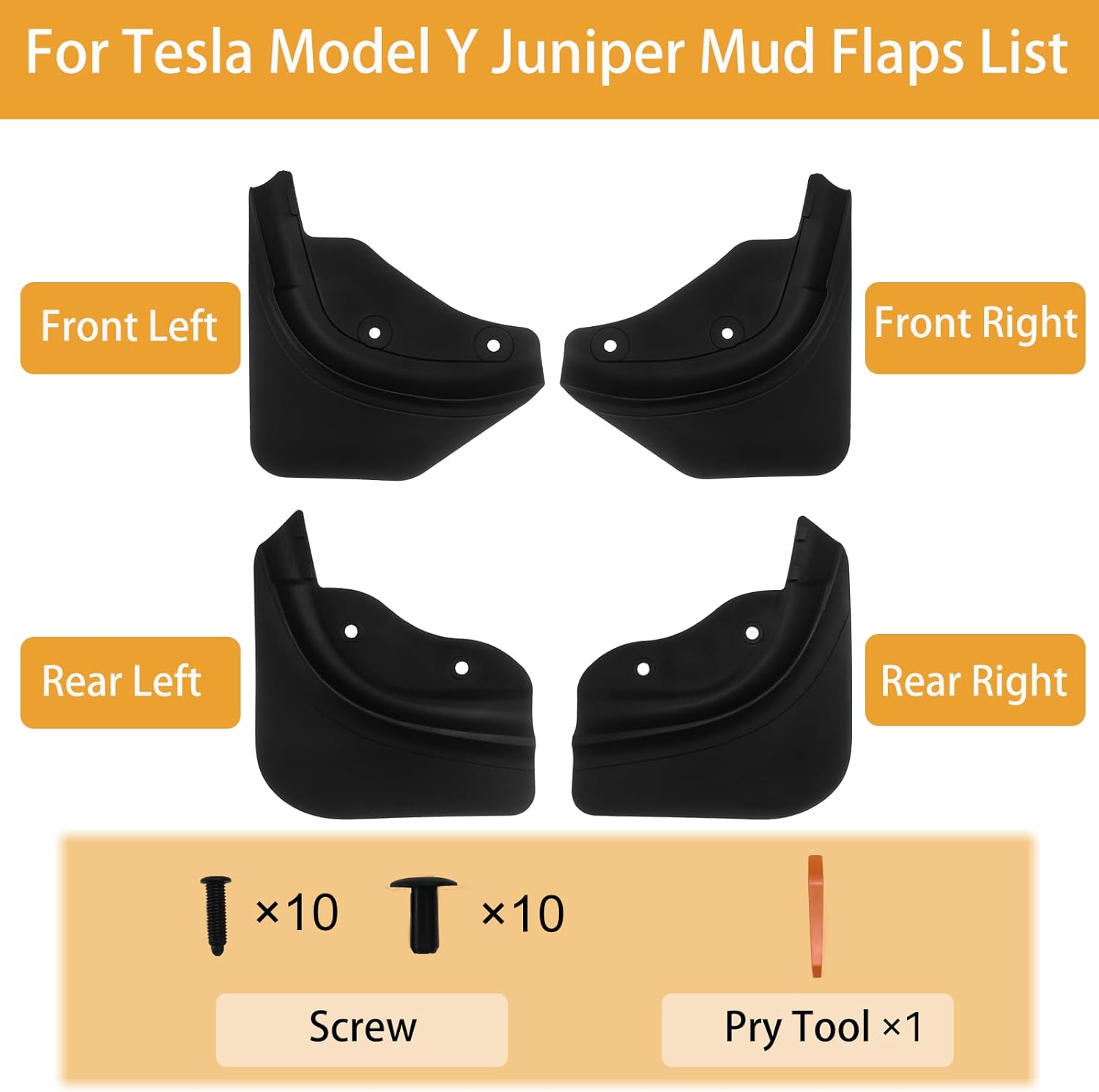 Mud Flaps for Tesla Model Y Juniper Accessories 2026 2025, Mud Guards for Tesla Model Y Juniper, TPE All-Weather Protection Mud Flaps [Protect Paint, No Drilling Required] Black (Set of 4) - Image 3