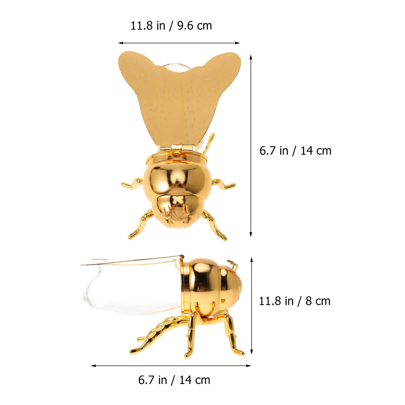 Luxshiny Bee-shaped Honey Jar, Glass Honey Pot Container Syrup Dispenser Crystal Condiment Pot Oil Spices Jar Sugar Holder Bowl Cute Bee Statue for Kitchen Home Decor