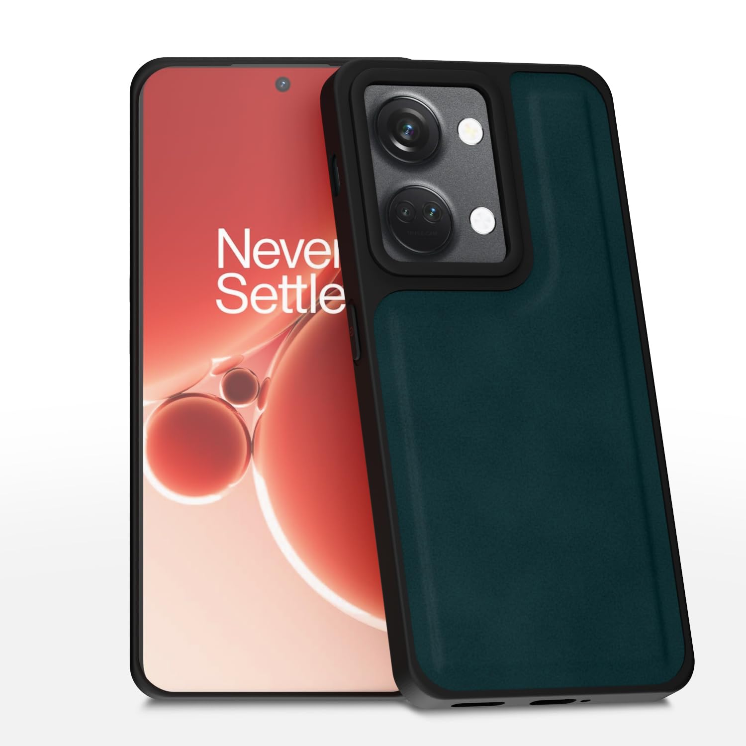 Amazon Basics Back Cover for OnePlus Nord 3 5G | Premium PU Leather | Soft Touch Finish | Full Camera Protection | Raised Edge Bumper Case (Green)