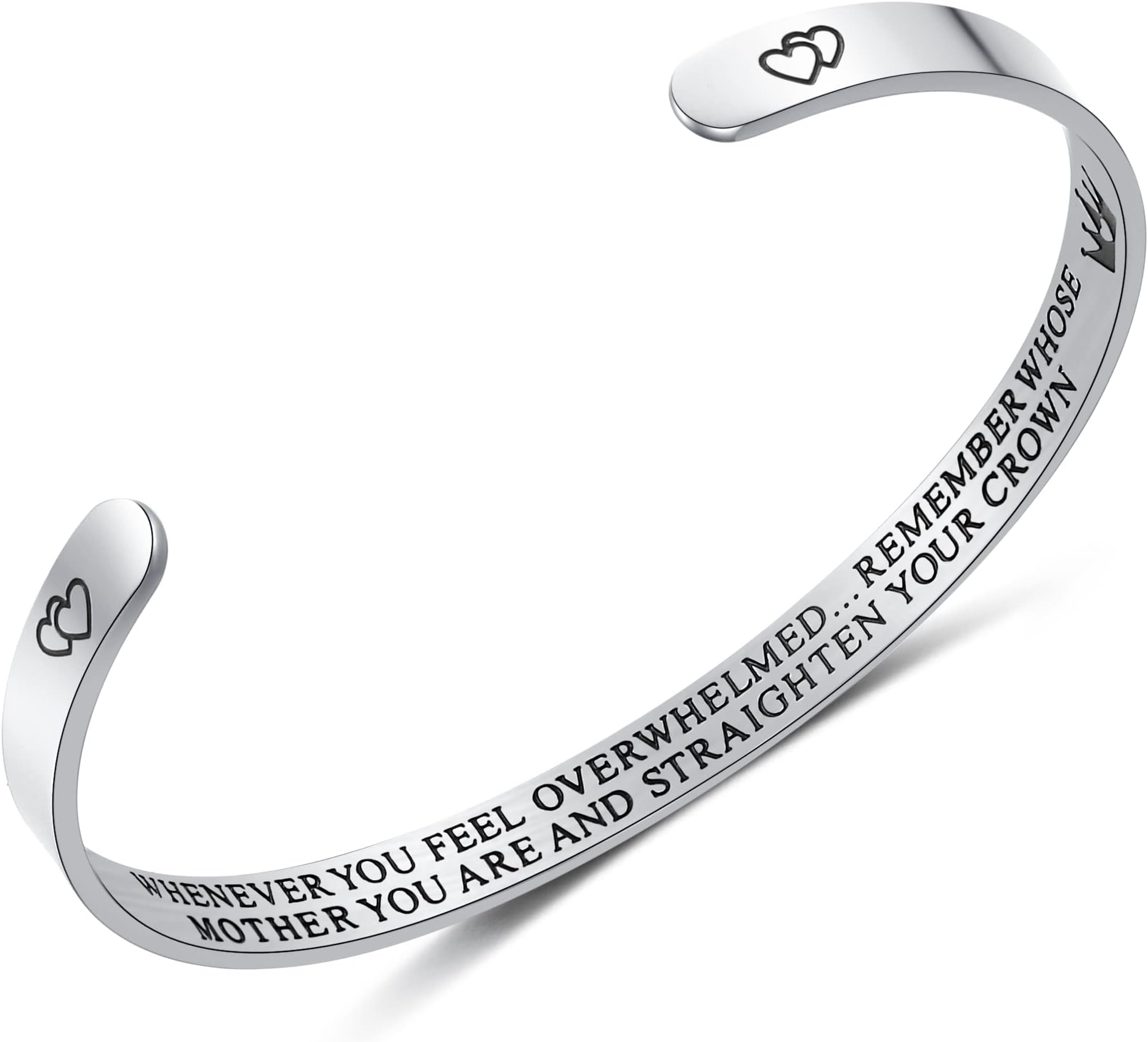 AFSTALRAFSTALR Bracelet Inspirational Bracelets Women Silver Mantra Cuff Bracelet Bangle Crown Jewelry Gifts