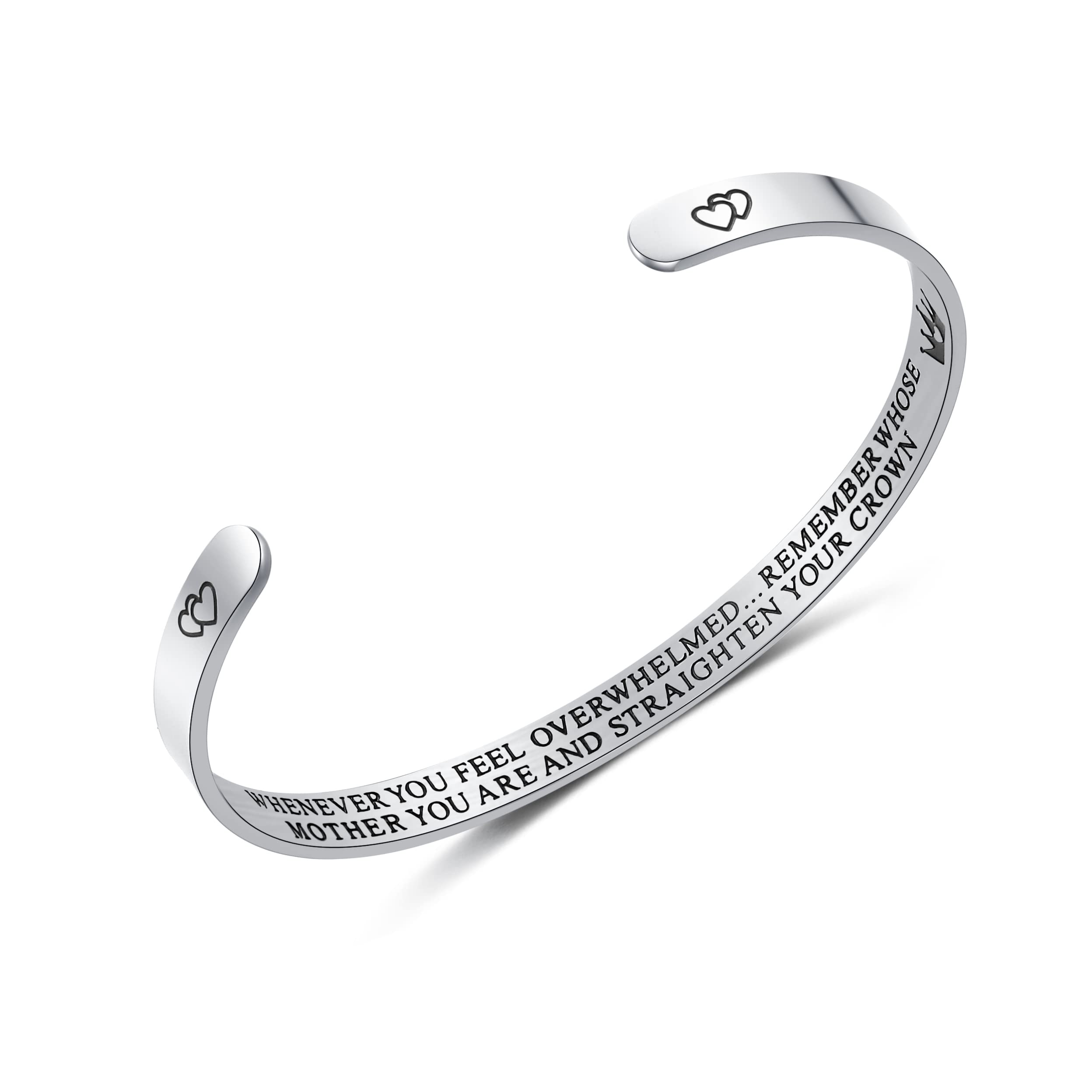 AFSTALRAFSTALR Bracelet Inspirational Bracelets Women Silver Mantra Cuff Bracelet Bangle Crown Jewelry Gifts