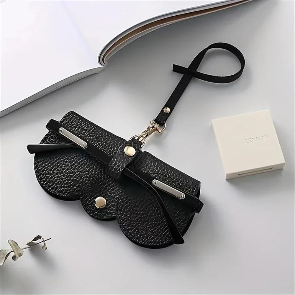 2/4/6 fundas para gafas de sol con relieve de litchi en relieve, bonita bolsa de almacenamiento de gafas de sol de piel sintética para colgar gafas de lectura, soporte portátil para gafas de