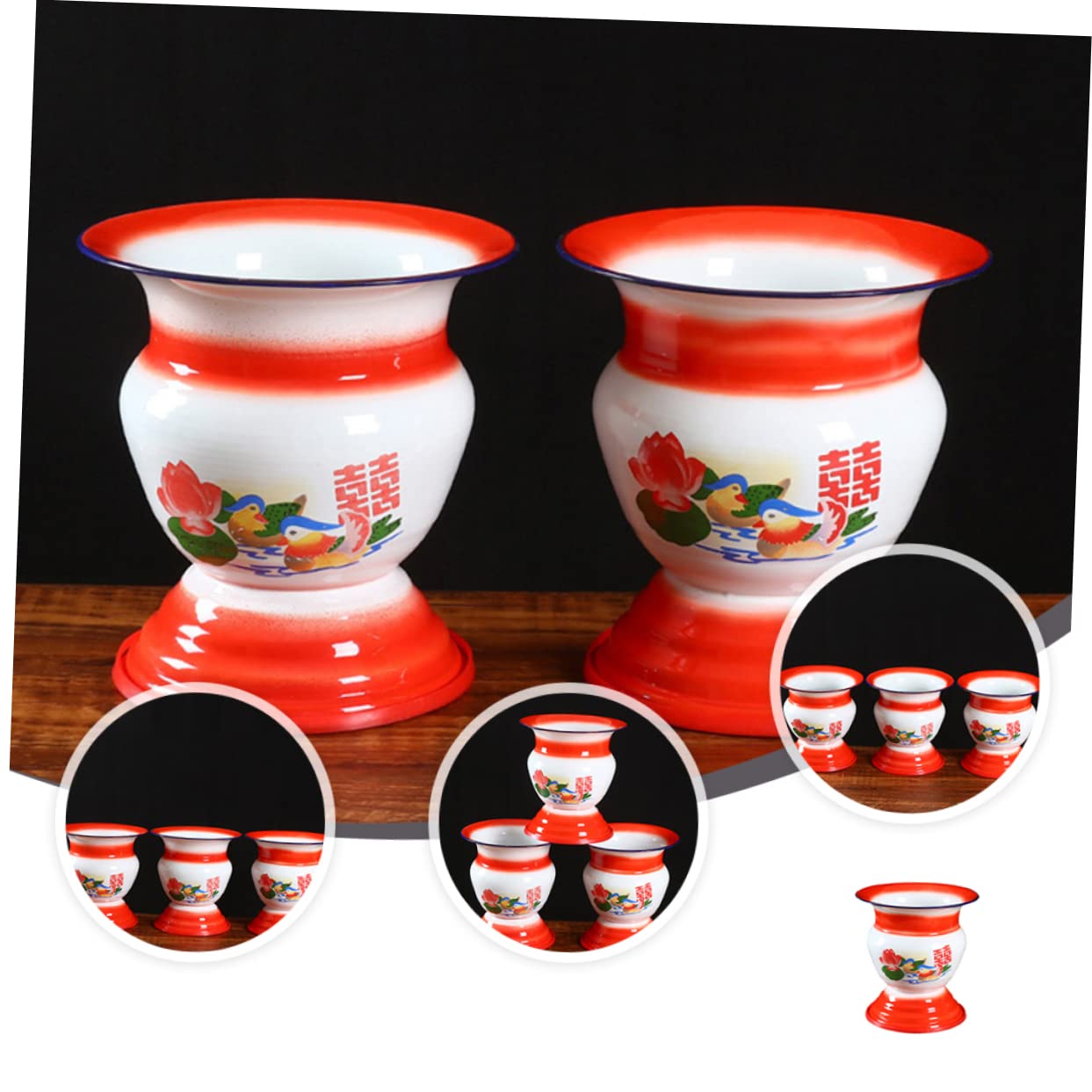 Sputacchiera in Smalto Stile Vintage Cinese, Leggero Alta Capacità di Carico, Vaso Portatile Rosso per Uso Sanitario e Bagno