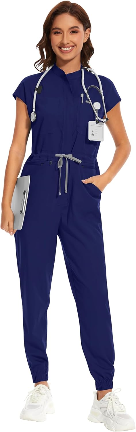 niaahinn Women Scrubs Sumpsiut - Comfortable Women's Medical Scrub Set Soft Stretch Jogger Scrub