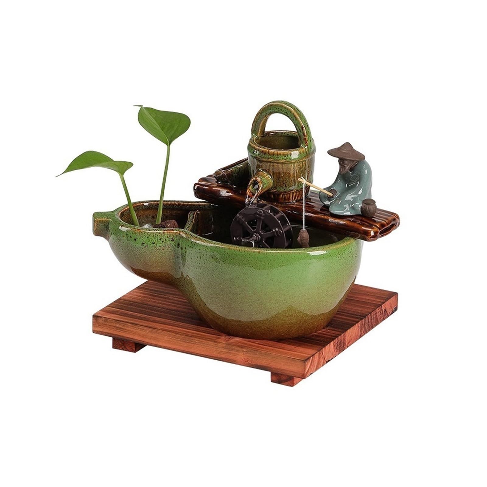 water feature Feng Shui Water Ornaments Indoor Waterfall Fountain Decor(Green)