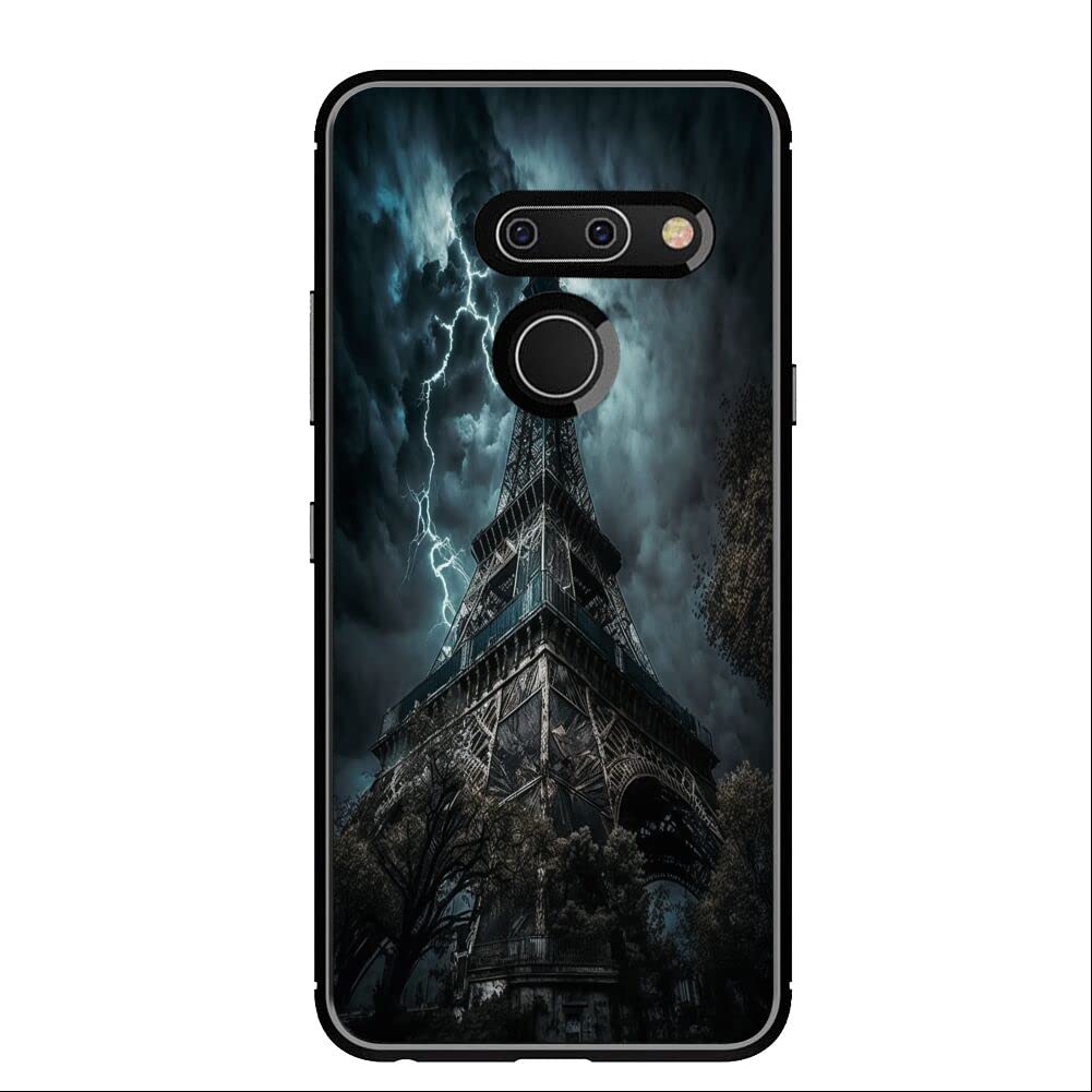 Case Compatible with LG G8 ThinQ for Paris Effiel Tower Art-16 Pattern Back Rubber Full Body Protection Drop Protection Non-Slip Cover-1