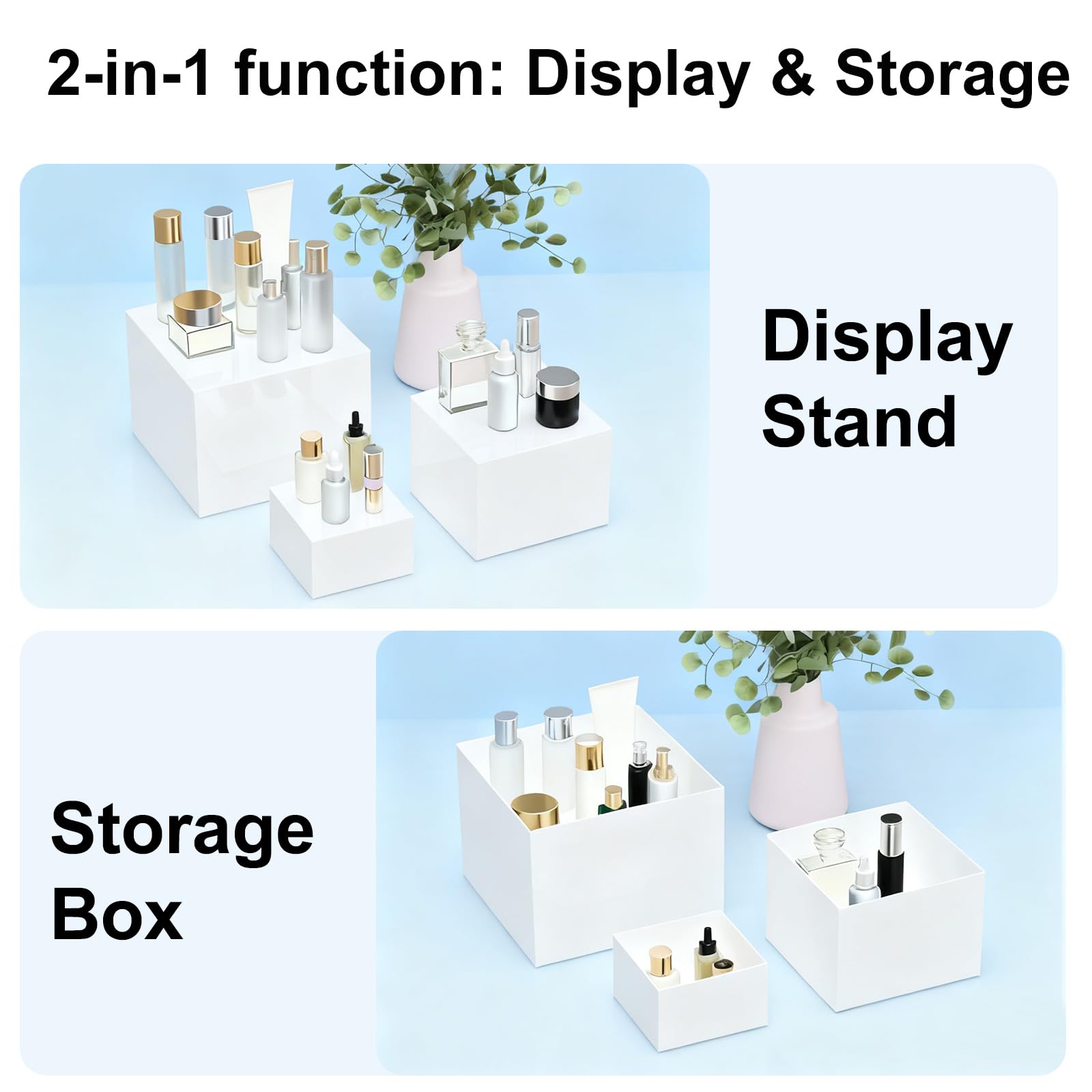 Juego de 6 elevadores de buffet de acrílico blanco – Nesting Cube para postres, catering/joyas, blanco opaco
