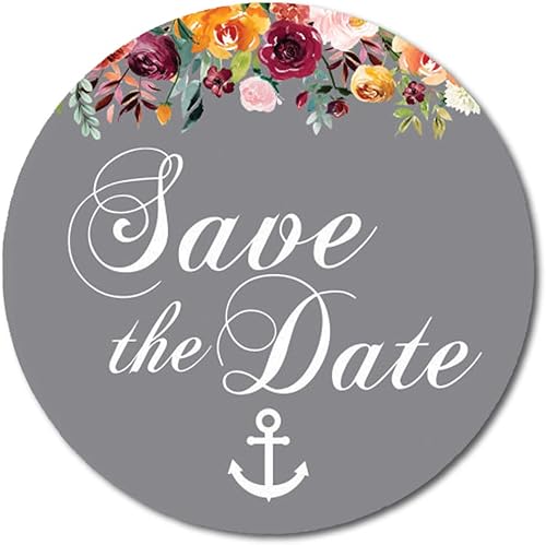 Miniatura 8 de Darling Souvenir 45 piezas amarillo redondo floral & Anchor Save the Date pegatinas DIY sobre Sellos - 1.6 pulgadas