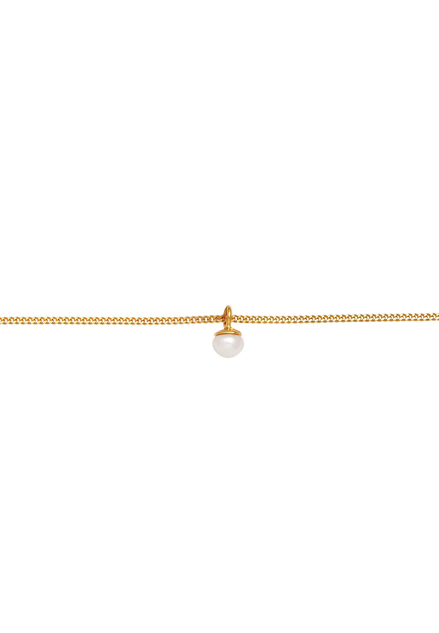 Elli Choker Kette Damen Vergoldet 24K Perle Anhänger 925 Silber | Schmuck Geschenke für Frauen Halskette Mädchen Mama Freundin, Silberkette, Länge 36 cm