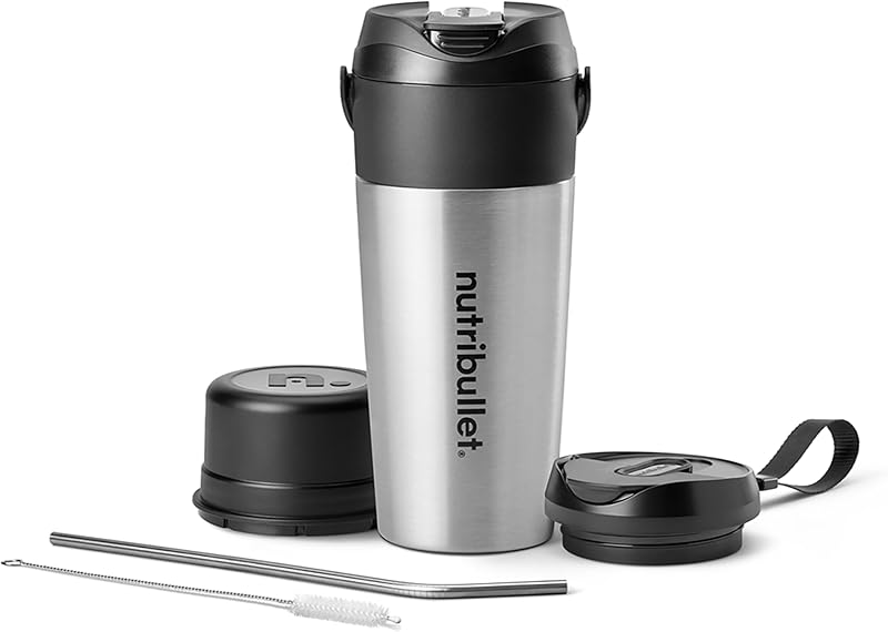 Flip Portable Blender with Insulated Cup, Cordless, Brushed Stainless, NBPB50350SS