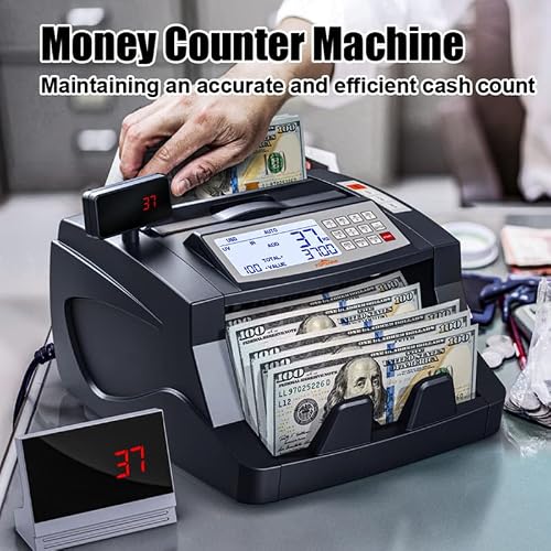 Money Counter Machine With Value Count, Dollar, Euro Uv/Mg/Ir/Dd/Mt Counterfeit Detection Bill Counter, Add And Batch Modes, Cash Counter With Lcd Display, 1,000 Bills/Min #TOP1