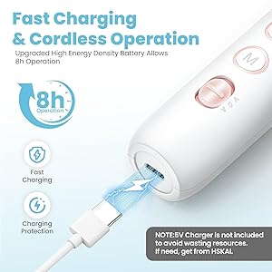 HSKAI Professional Nail Drill Kit, Electric Nail File with LCD & Lamp, Long-Lasting Thick Toenail Grinder, Rechargeable & Cordless Toe Nail Dremel Tools for Women & Men Manicure and Pedicure Gifts