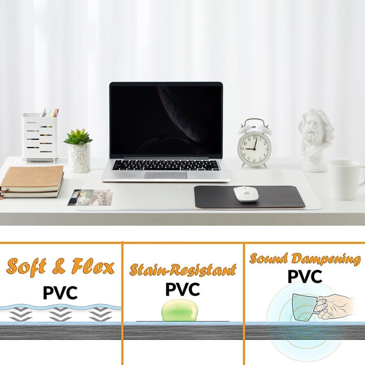 Sous-main Transparent Antidérapant Tapis D'écriture Rectangulaire Housse En PVC Transparent Pour Le Bureau Et La Maison De Table En Bois(80x120cm)