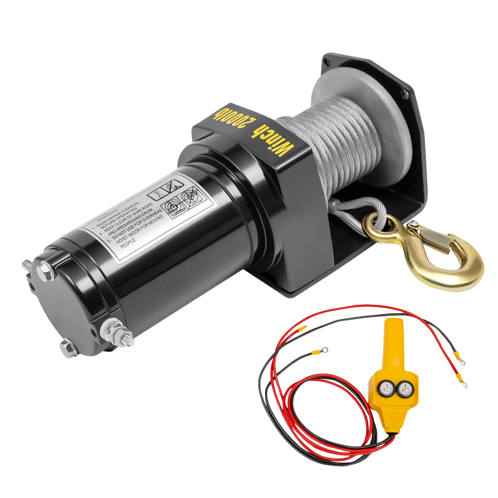 Elektrische Seilwinde 12V DC Seilwinde Anhängerkupplung Stahlseil-Hebe-Zugvorrichtung 6m Seillänge 900KG Horizontale Traktionslast Elektrische Hebezeugene Motorwinde (2000LB)