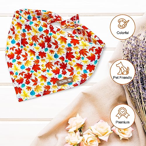 Image of Tunkoo Dog Bandana Super Cute Autumn Fall Dog Scarf - Durable and Stylish Adjustable for Girl or Boy Small Medium and Large Square Puppy Kerchief, L