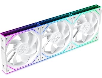 TL-M12QRW X3 White ARGB Reverse Blade PC Fan, 120mm Daisy Chain Case Fan up to 1500 RPM, Silent Fan, with Infinity Mirror on Both Sides |  PWM/ARGB