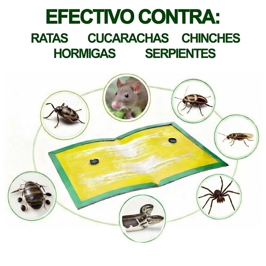 Trampas Adhesivas para Ratones y Cucarachas, Pack de 8, Sin Veneno, Pegamento Ultra Fuerte, Uso Interior Cocina, Garaje y Almacén