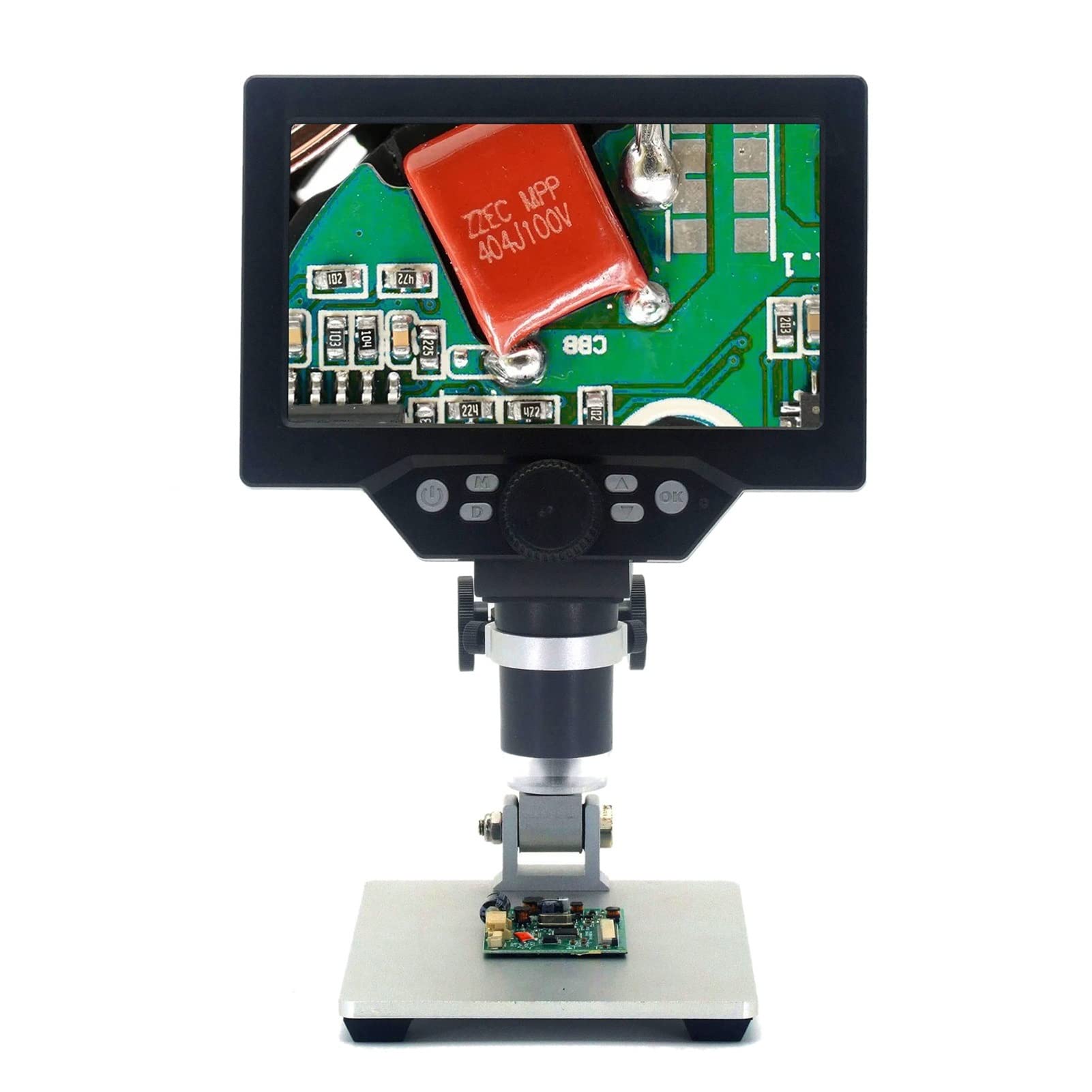 przemysłowa kamera wideo 7 cali HD LCD. Ekran wideo 1200x Mikroskop cyfrowy elektroniczny do lutowania Phone Repair Lupa + Regulacja podstawy Wysoka Metal Przemysłowa kamera endoskopowa(7inch 1200X WP
