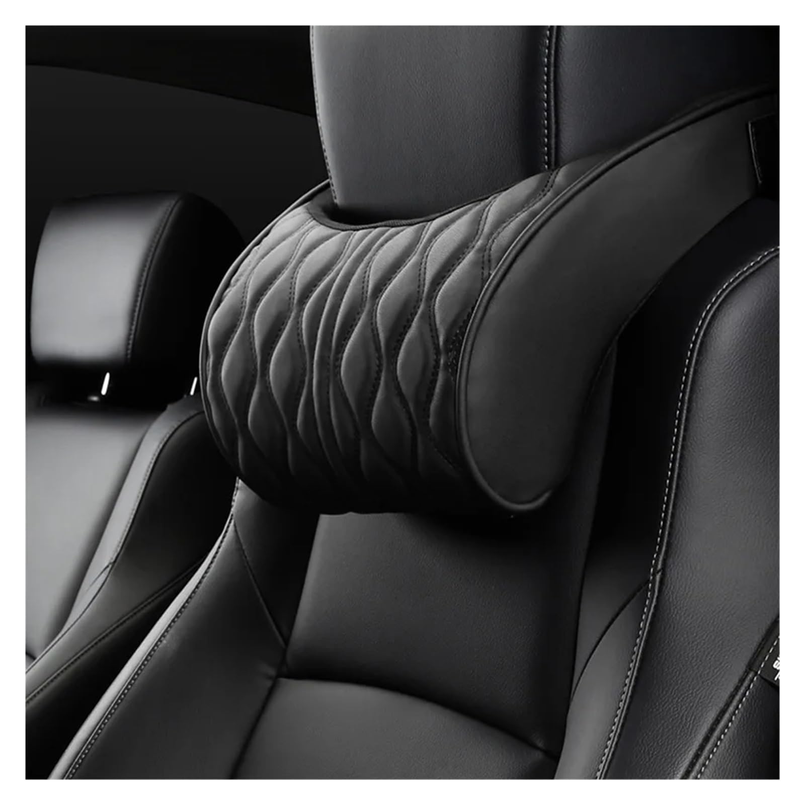 Lspbfkq Car Trim Interior Car Neck Pillow PU Leather Lumbar Waist Support For Seat Memory Backrest Headrest Cushion(Neck pillow)