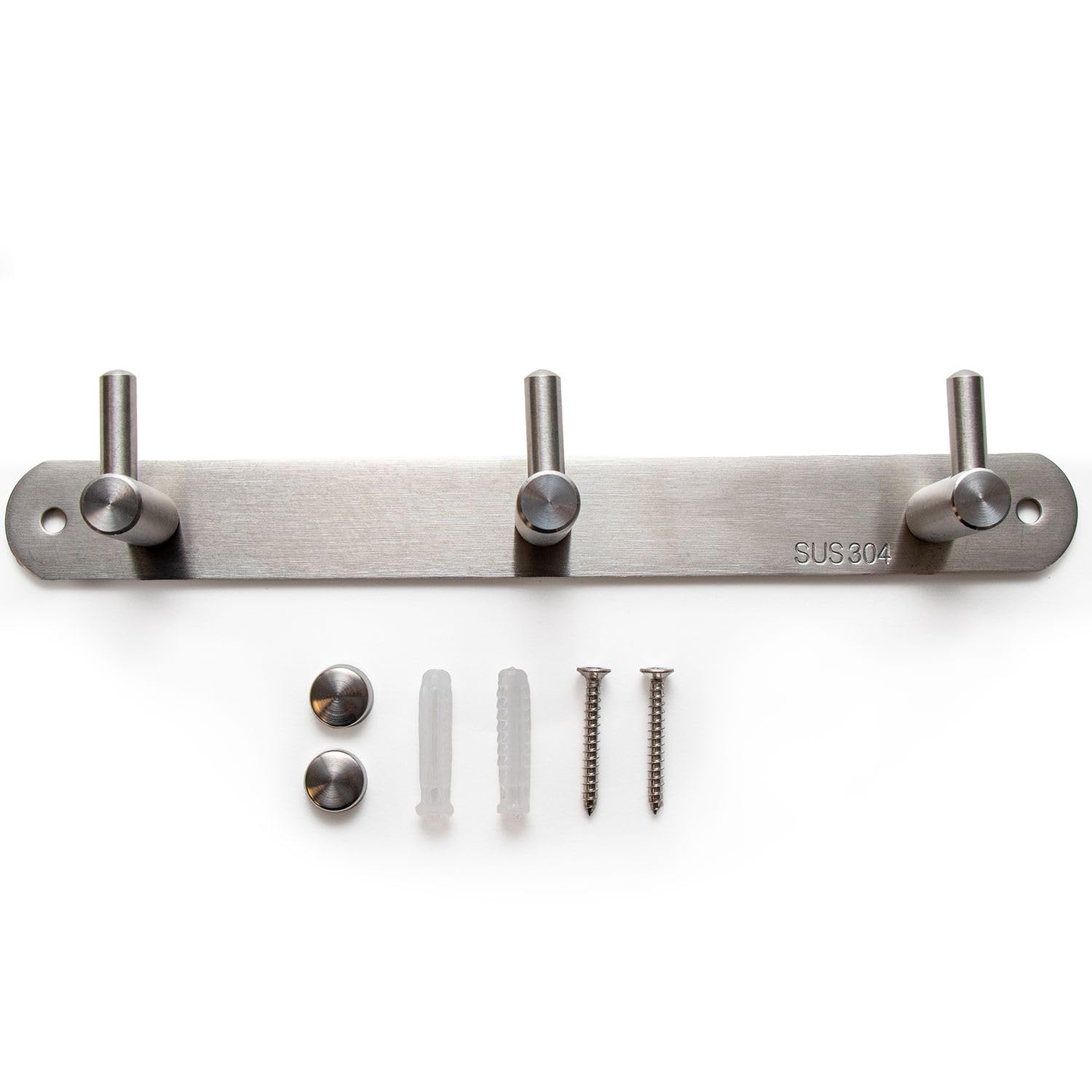 Appendiabiti Da Parete In Acciaio Inox 304 Con 3 Ganci – Porta Asciugamani E Vestiti, Carico Massimo 10 Kg, Con Viti Incluse - 3