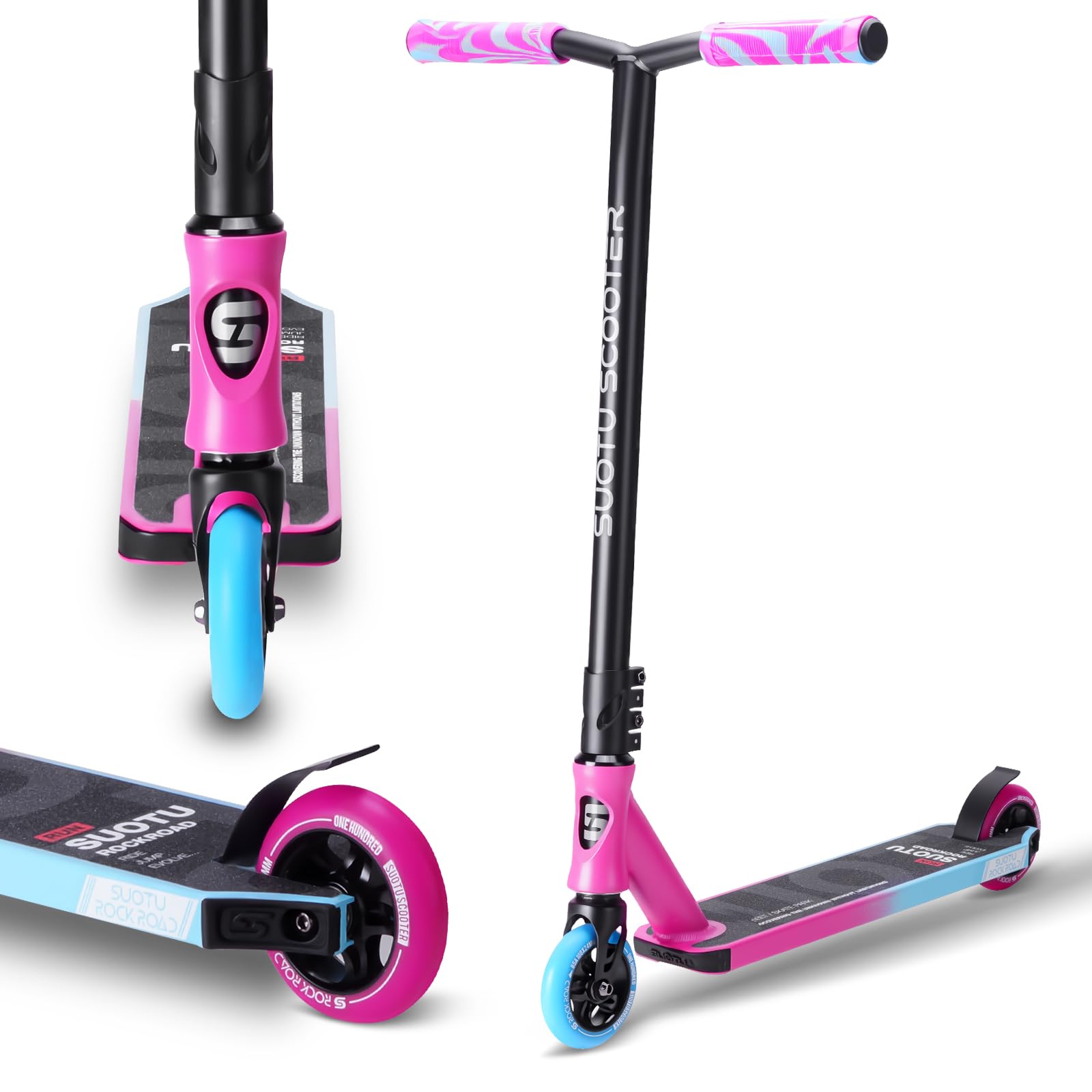 SUOTU Patinete Freestyle, Dirección de 360°, Ruedas de PU de 85A 100 mm, Scooter Freestyle para Niños Adolescente y Adultos, Capacidad Máxima de Carga: 100 kg, Aluminio — view 8