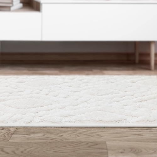Miniatura 5 de Antep Rugs Palafito - Alfombra de pasillo con textura geométrica de diamantes de 2 x 10 pies, con textura de pelo alto y bajo, color blanco, 2 x 10
