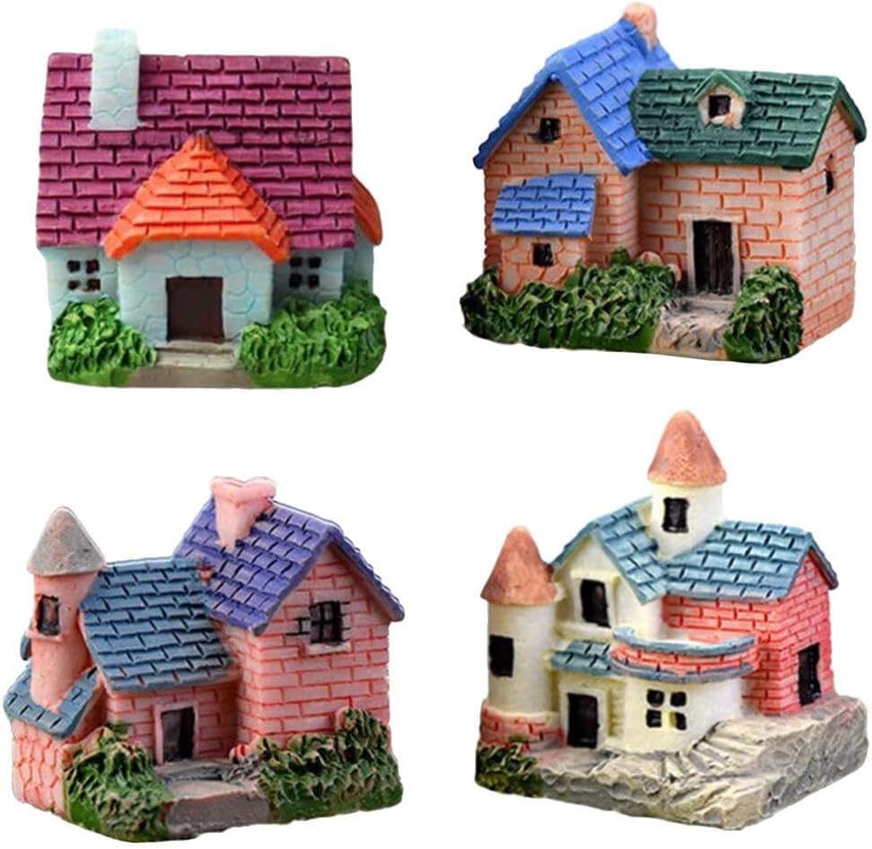YARNOW 4pcs Micro Landscape Accessories Figurines Home Decor Decor Home Decoration Tiny Homes Landscape Mini House Mini Garden Accessories Decorative Mini House Rural, 2X2.5CM