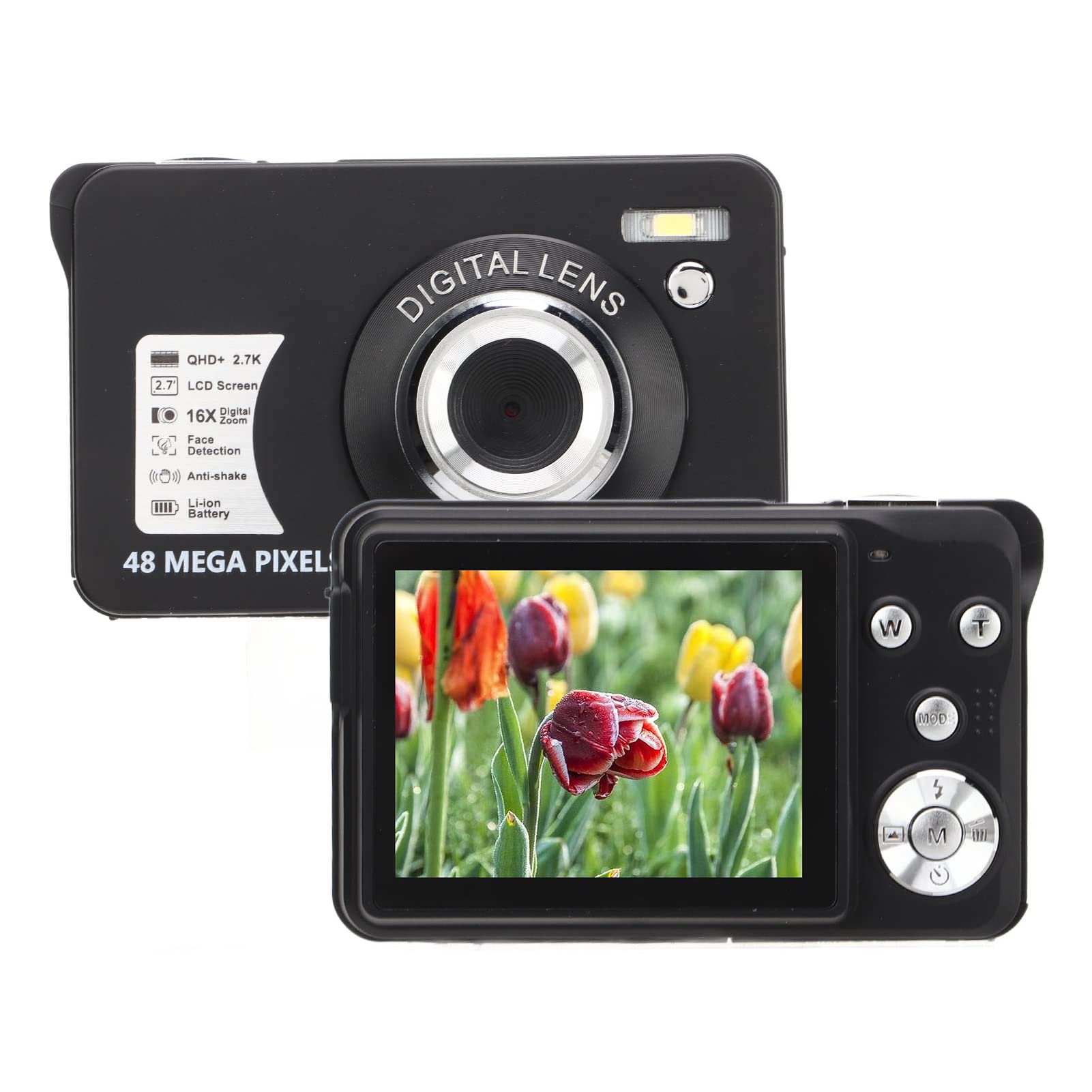 Digital Camera, 48MP Digital Camera for Kids Video Camera with 16X Digital Zoom, Portable Small Camera for Teens Students Boys Girls Seniors