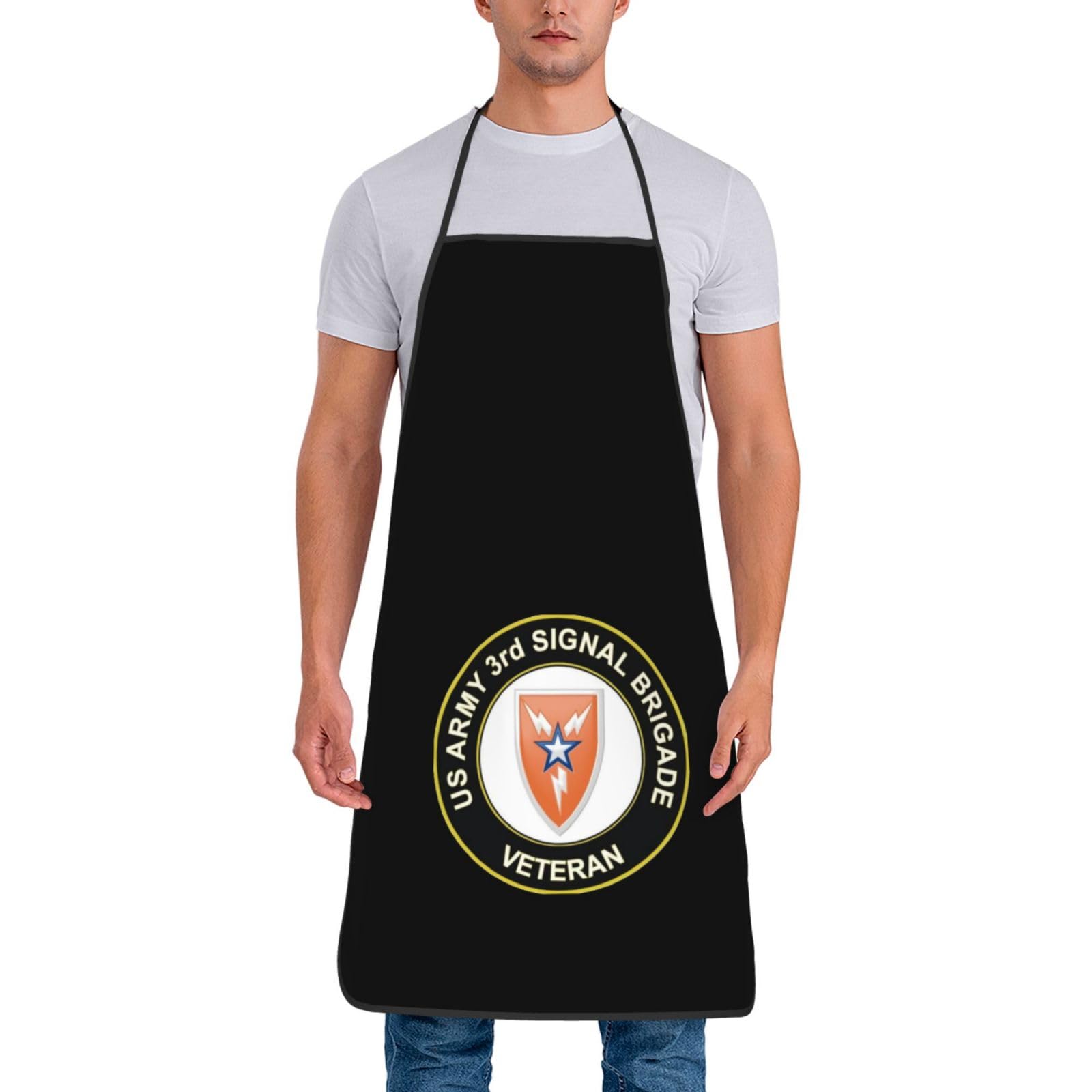 Us Army 3rd Signal Brigade Veteran Adjustable Apron Waterproof Strap Pocket Chef's Kitchen Apron Hair Cutting Apron